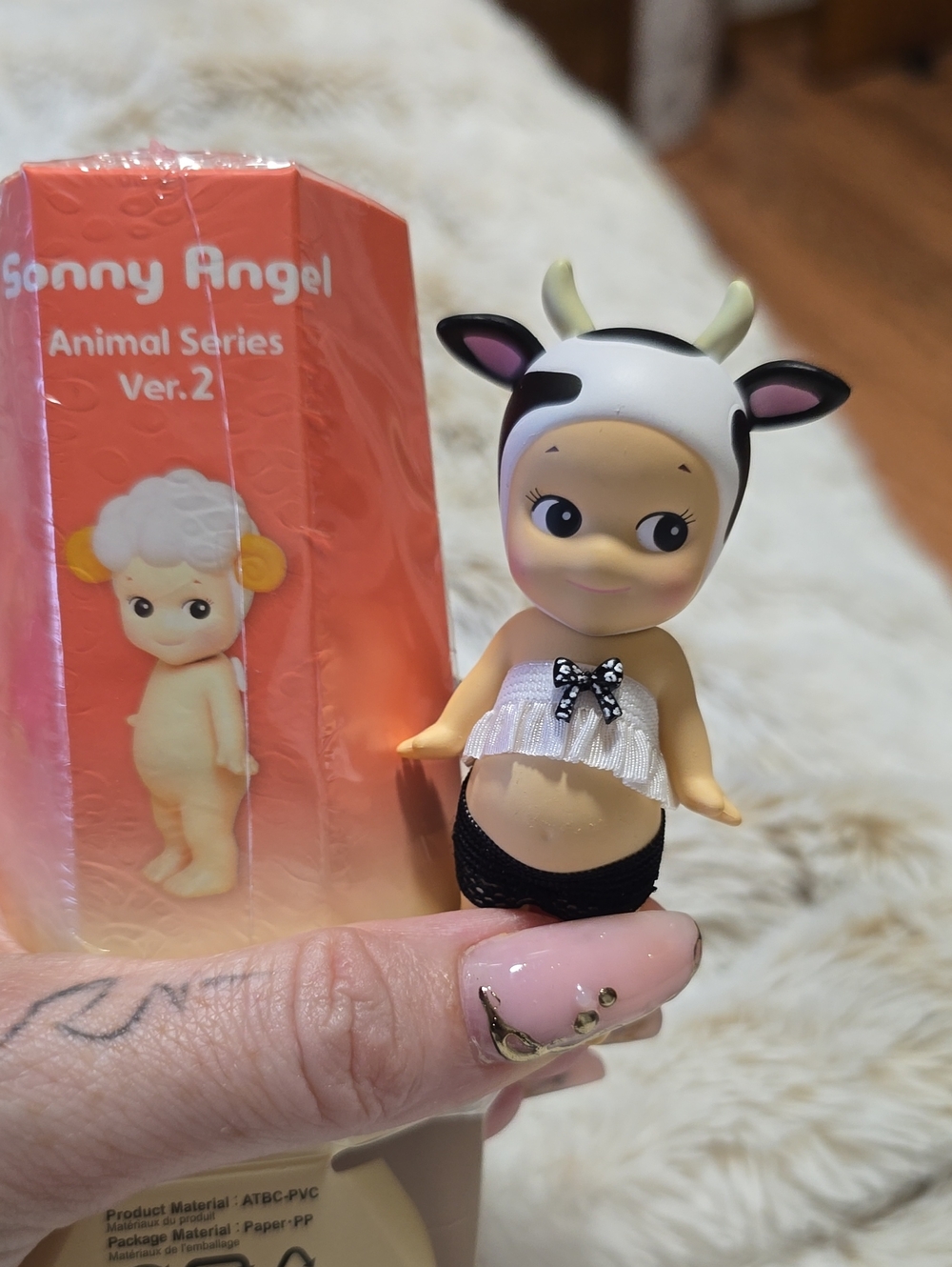 Sonny Angel Animal Series Ver.2 Cow Figure - White, Black